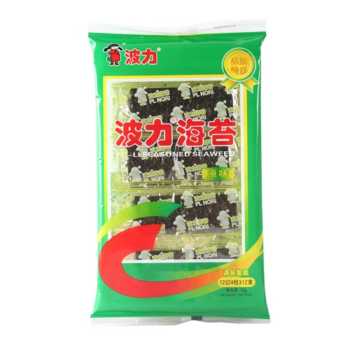 波力（Bonny）波力海苔原味12gx5大袋（12切4枚12束）六一节零食礼物